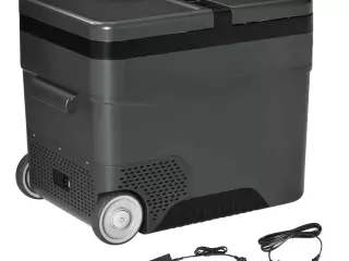Nevera de Coche 45L 12V/24V hasta -22? con Compartimento Congelador Pantalla LED Táctil Ruedas 63,2x42x50,8cm Negro