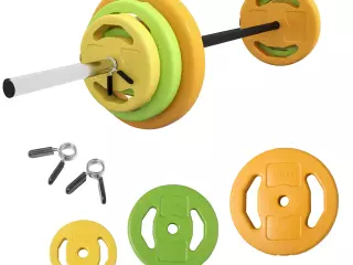 Barra de Pesas con 6 Discos de Pesos 1,5kg 2,5kg 5 kg para Entrenamiento Fuerza y Brazos 130x28x28 cm Multicolor