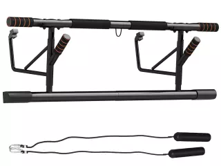 Barra de Dominadas de Pared con Bandas de Resistencia Carga 150 kg para Ejercicio y Entrenamiento Negro y Naranja