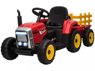 ractor Eléctrico con Remolque para Niños 3-6 Años con Control Remoto y Cinturón de Seguridad 136,5x50x52,5 cm Rojo