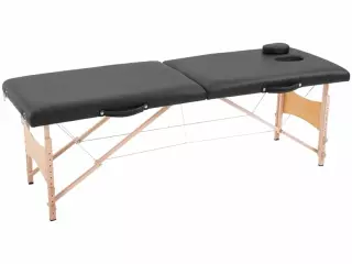 Camilla de Masaje Plegable con Marco de Madera con Altura Regulable y Bolsa de Transporte 186x60x58-81 cm Negro