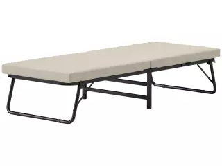 Cama Plegatín Plegable 70x180 cm con Colchón de Espuma Respaldo Ajustable en 5 Posiciones y Ruedas Carga 120 kg Crema
