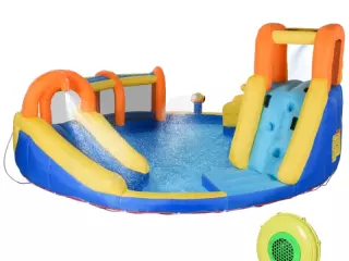 Castillo Hinchable Grande con Tobogán para 3-8 Años con Canasta Piscina Inflador 435x435x200 cm Multicolor