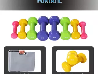 Juego de 8 Mancuernas 4 Pares de 0.5kg 1 kg 1.5 kg 2kg con Caja Exterior para Gimnasio y Entrenamiento en Casa