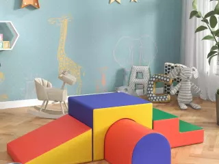 Juego de 4 Bloques Psicomotricidad para Niños de 1-3 Años Tapizado en PU 150x50x39 cm Multicolor