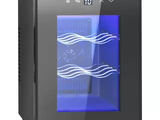 Nevera Vinos 6 Botellas 17L con Luz LED Interior Pantalla Táctil y Temperatura Regulable Negro