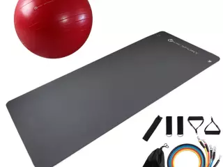Pack de colchoneta fitness, fitball y tubos de resistencia