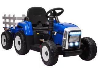 Tractor Eléctrico con Remolque para Niños 3-6 Años con Control Remoto y Cinturón de Seguridad 136,5x50x52,5 cm Azul
