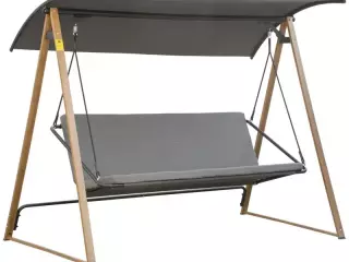 Columpio Balancín de Jardín de 3 Plazas con Techo Ajustable Asiento Acolchado 224x133x173 cm Gris