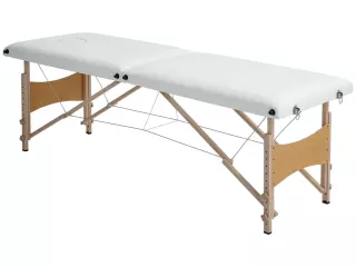 Camilla de Masaje Plegable con Marco de Madera con Altura Regulable y Bolsa de Transporte 186x60x58-81 cm Crema