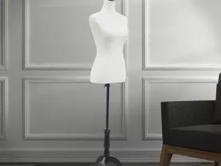 Maniquí Femenino de Costura Busto de Señora para Modistas Exhibición Altura Ajustable a 130-168cm Blanco/negro