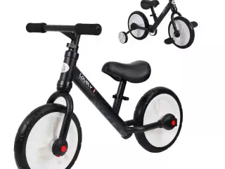 Bicicleta de Equilibrio con Pedales y Ruedas Entrenamiento Extraíbles de Asiento Regulable 33-38cm Niños +24 Meses Carga 25kg Negro