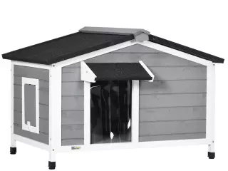 Caseta de Madera para Perros Casita para Mascotas con Techo Asfáltico y Base Extraíble 97x72x65 cm Gris