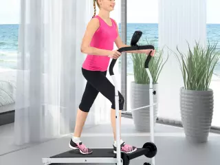 Cinta de Andar Manual Caminadora Plegable Portátil Pantalla LCD 2 Niveles de Inclinación Carga 110kg Blanco