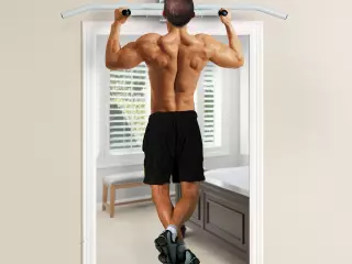 Barra de Dominadas Fija de Pared para Abdominales y Ejercicios de Musculación - Blanco - 118x44x20cm