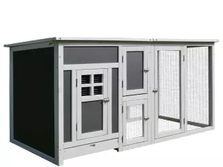 Gallinero Exterior Madera con Corredor Techo Abatible y Bandeja Extraíble Jaula para Gallinas Animales Pequeños Pollo 160x75x80cm