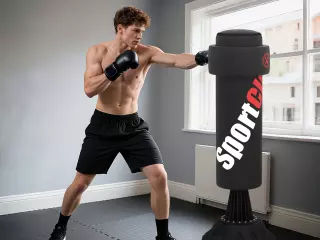 Saco de Boxeo de Pie 175 cm para Adultos Altura Ajustable de Banda Base Rellenable con Ventosas Amortiguador Negro