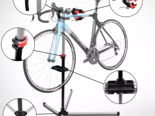 Soporte tipo Caballete para Reparación de Bicicletas - Color Negro y Plata - Acero - 100x56x190cm
