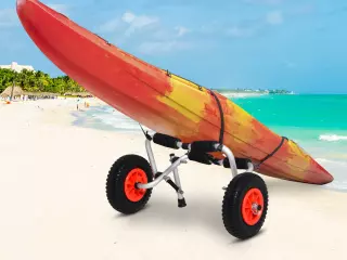 Carro de Transporte Plegable para Kayak Carga 75 kg Aluminio Ajuste Universal con Ruedas para Canoa Embarcación 57,5x33x24 cm Plata