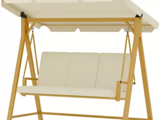 Balancín de Jardín con Toldo Ajustable para Tres Personas Estructura Metálica y Cojines 195x120x170 cm Beige