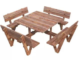 MESA CON BANCOS ARTHUR color verde/marron pic nic merendero jardin preguntar stock