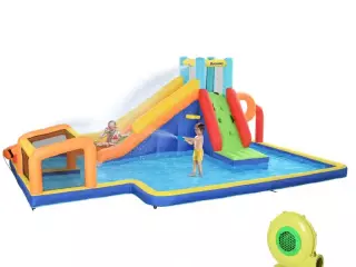 Castillo Hinchable para Niños 3-8 Años con Tobogán, Pared, Portería y Canasta, en Tela Oxford, 590x460x220 cm