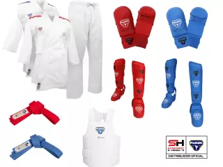 PACK KARATEGI KUMITE BLITZ II 2 CHAQUETAS PUNOK + PROTECCIONES (peto incluido) + CINTO