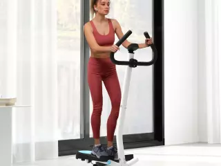 Máquina de Steps Mini Stepper para Fitness en Casa con Pantalla LCD y Pedales Antideslizantes 55x44x108cm Blanco y Azul