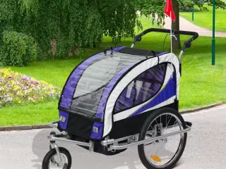 2 en 1 Remolque Infantil para Bicicleta de 2 Plazas Convertible en Carro de Paseo con Rueda Delantera Giratoria 360° Color Violeta