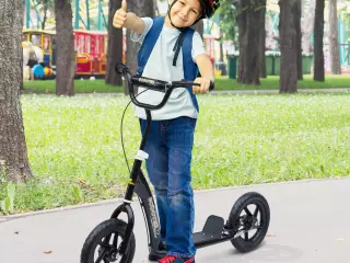 Patinete Scooter 2 Ruedas Manillar Ajustable Negro 120x52x80-88cm con Ruedas Grandes