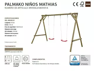 Columpio de madera  Mathias 310x194x230cm