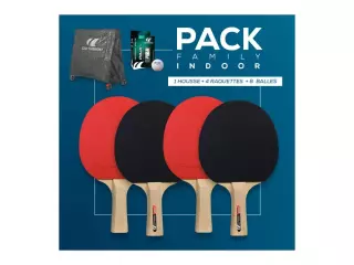 CORNILLEAU Family Pack Indoor CONSTA 4 RAQUETAS,BOLAS Y FUNDA MESA INTERIOR,PING PONG