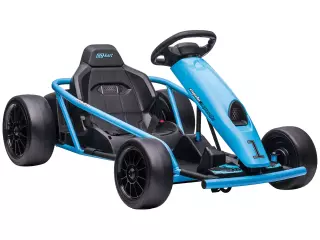 Elektro-Gokart para Niños, Función de Drift, Bocina, Música, Cinturón de Seguridad, Arranque Suave, Azul/Negro