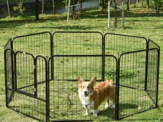 Parque para Mascotas Perros 8 Vallas 79x79 cm Corral Plegable con Puerta y Doble Pestillo Paneles Metálicos Cerca de Entrenamiento Negro