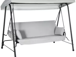 Columpio de Jardín de 3 Plazas Convertible en Cama con Toldo Reclinable 2 Cojines y Marco de Acero 236x138x185 cm Gri