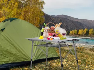 Mesa plegable de picnic Mesa de camping de aluminio Altura regulable Espacio para 4 personas 120x70x58-73 cm