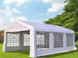 Carpa de Jardín Cochera Gazebo 6x4m Pérgola Cenador Pabellón de Acero y PE 6x4x2,8 m Blanco