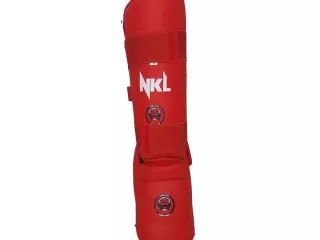 ESPINILLERA CON EMPEINE NKL. Homologado FED KENPO (Azul)/ROJO