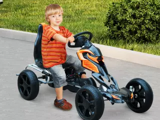 Go Kart Racing Deportivo Coche de Pedales para Niños de 3-8 Años - Negro y Naranja - 122 x 60 x 70cm preguntar stock