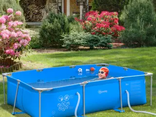 Piscina Desmontable Tubular 291x190x75 cm con Depuradora de Cartucho 1.200L/H Piscina Rectangular de Exterior para Adultos y Niños 3600L Azul