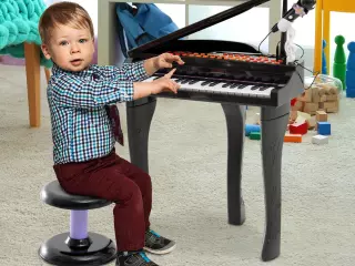 Piano de Juguete Mini Piano Electrónico Teclado con 37 Teclas Piano Niño Instrumento de Educación musical con Micrófono Altavoz Negro