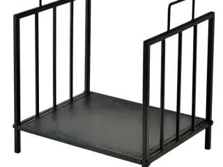 Estante de Leña para Chimenea Tradicional Leñero Interior y Exterior Almacenaje para Madera con Asas Diseño Elevado 44,5x33x46,5 cm Negro