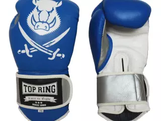 GUANTE BOXEO PIEL DELUXE AZUL/BLANCO/PLATA "PIRATA"