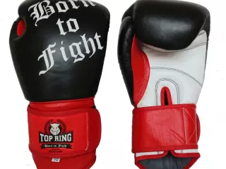 GUANTE BOXEO PIEL DELUXE NEGRO/ROJO/BLANCO LETRAS