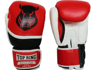 GUANTE BOXEO PIEL ROJO/NEGRO "COMBI" TOP RING