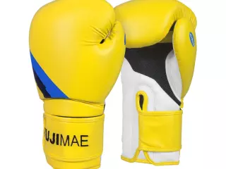 Guantes Boxeo Windtech. Blanco/Amarillo Neon. 16oz