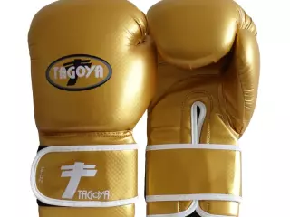 Guantes boxeo PVC dorado efecto carbono brillante