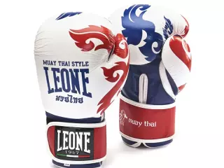 GN031 Guantes Leone muay thai blanco/NEGRO/ROJO #
