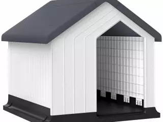 Caseta para Perros Pequeños y Mini de Exterior Impermeable de Plástico con Ventana, 62x61x60 cm, Gris