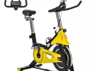 Bici Estática Bicicleta de Fitness con Resistencia Regulable Pantalla LCD Ruedas Manillar y Asiento Ajustable Amarillo